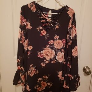 Altard State dress in Navy with Pink Roses